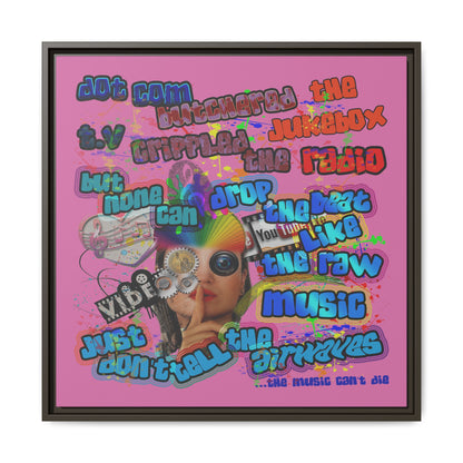 drop the beat - framed canvas art (light pink)