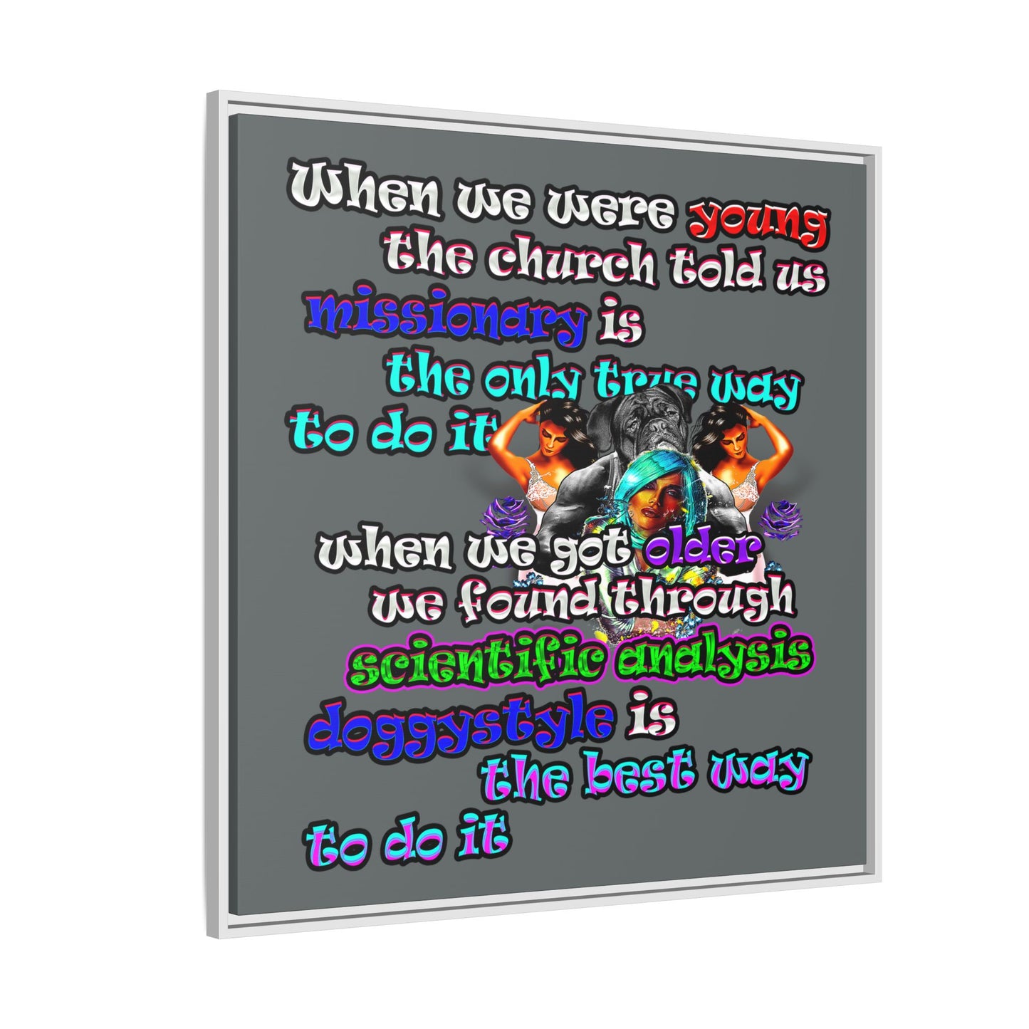 doggystyle - framed canvas art (dark grey)