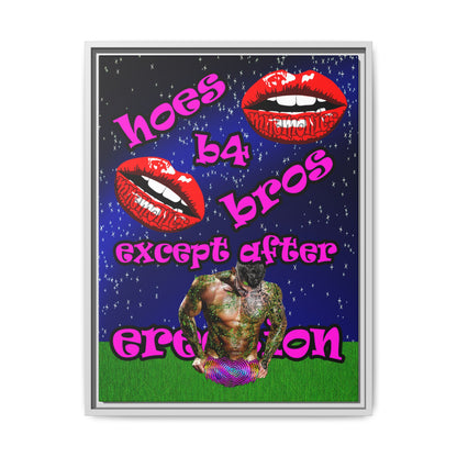 hoes b4 bros - framed canvas art ('snoops' background)