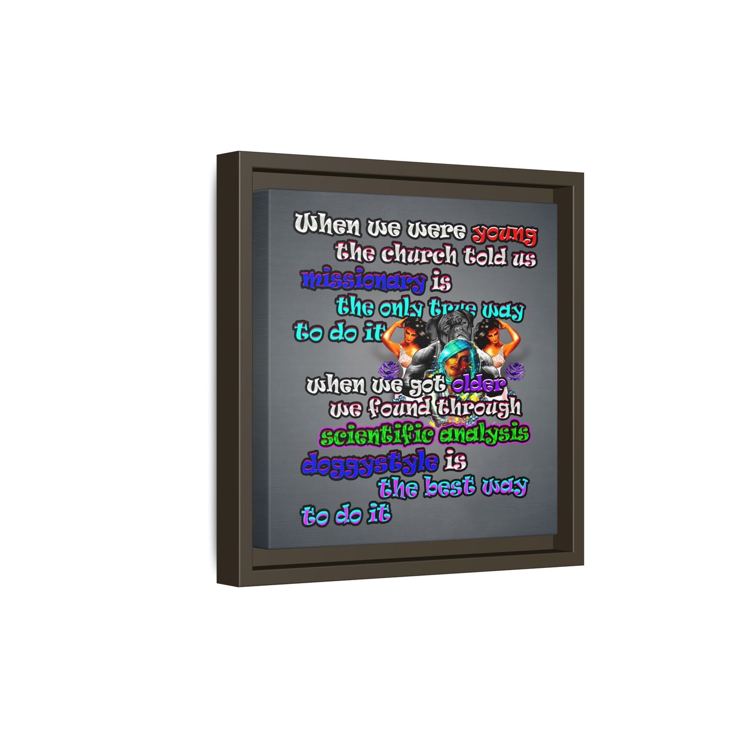 doggystyle - framed canvas art (grey-light grey)