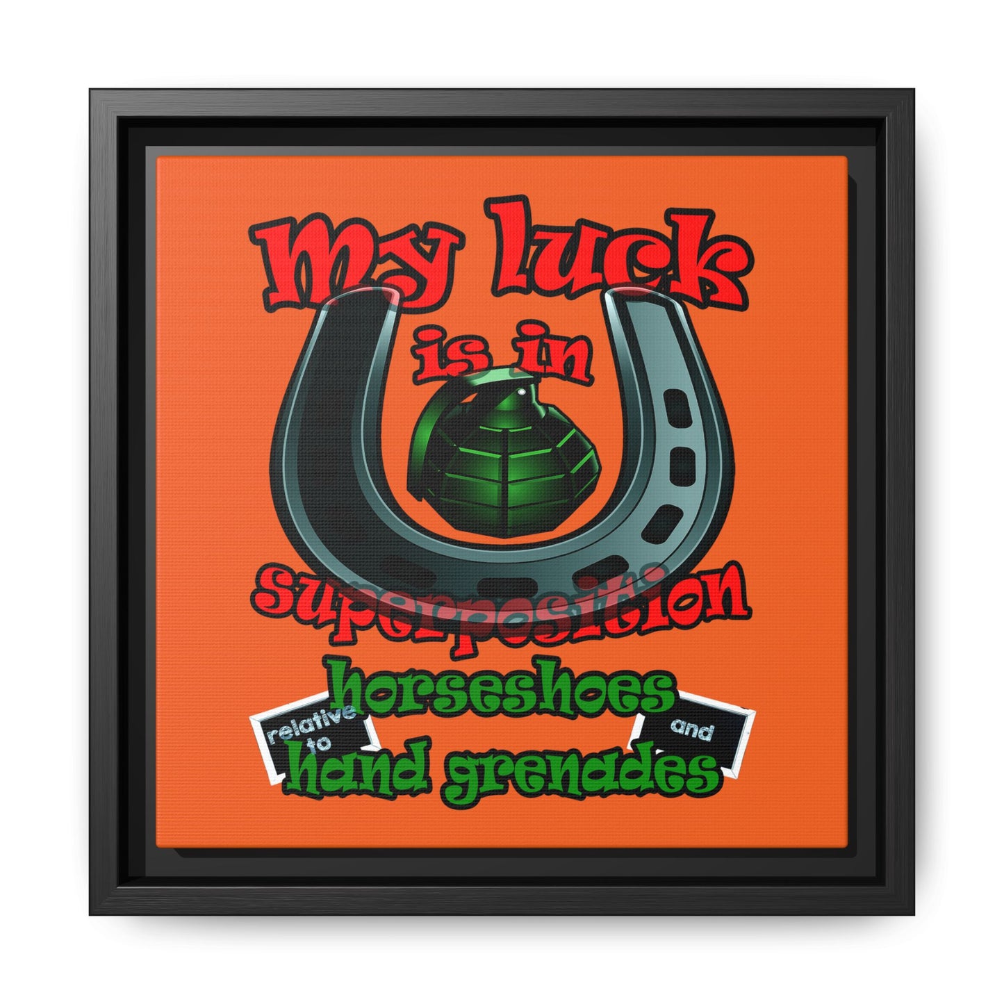my luck - framed canvas art (orange)