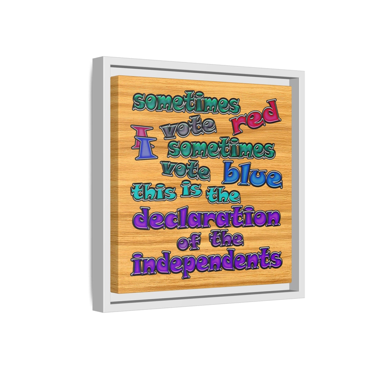 declaration of the independents - framed canvas art (butterscotch wood finish)