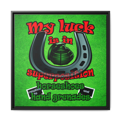 my luck - framed canvas art (green turf)