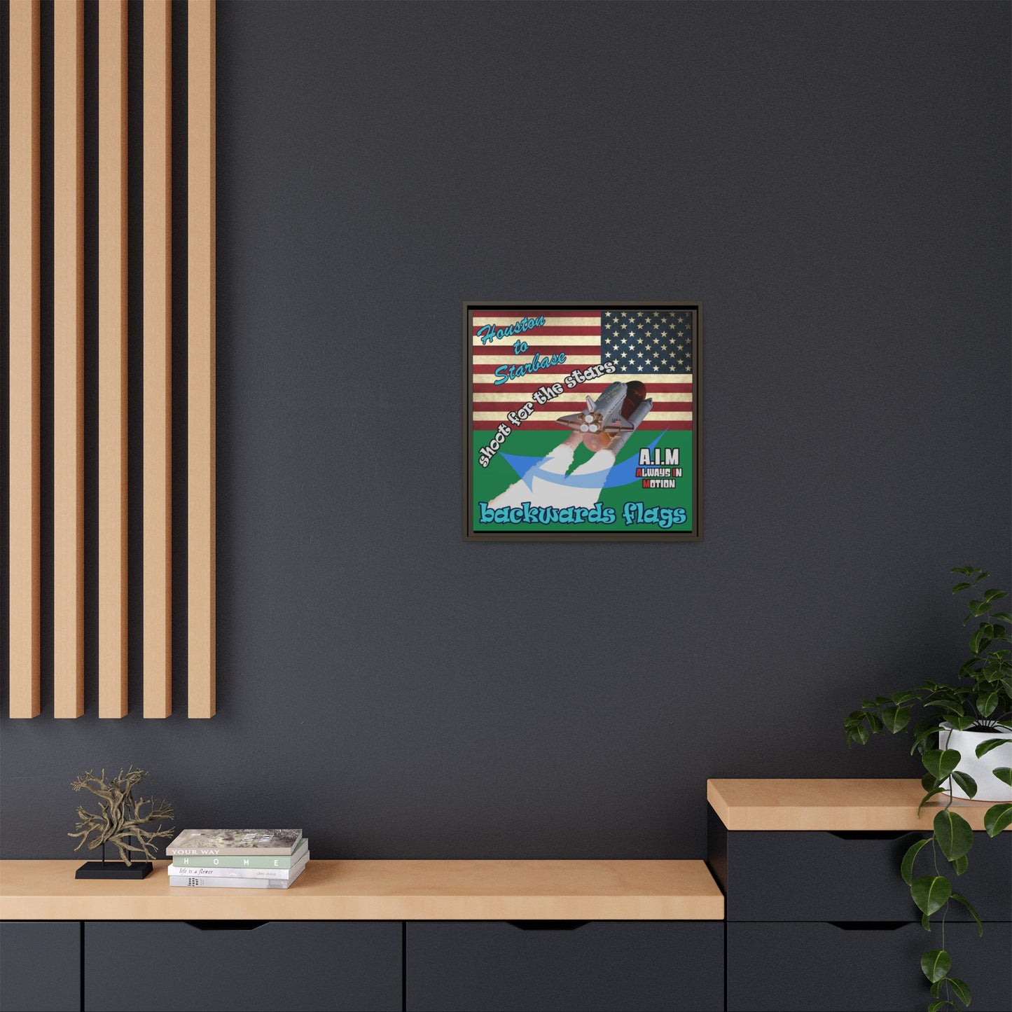 shoot for the stars - framed canvas art (dark green)