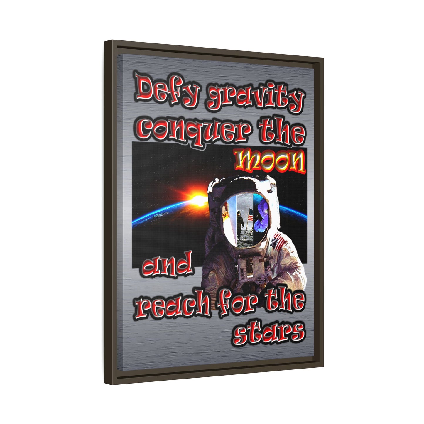 defy conquer reach - framed canvas art (brushed nickel)