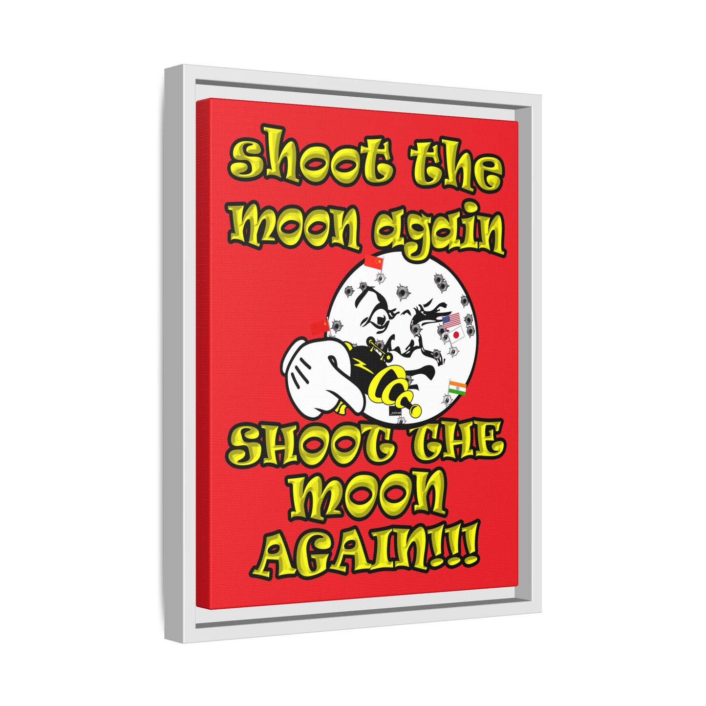 shoot the moon again - framed canvas art (red)