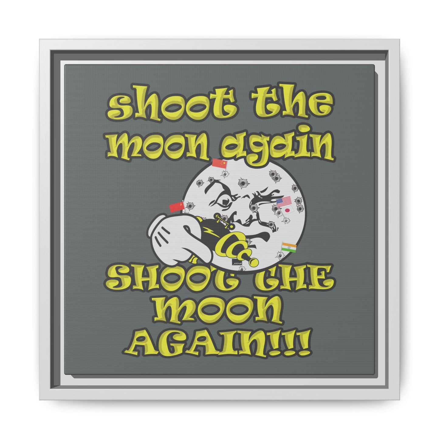 shoot the moon again - framed canvas art (dark grey)