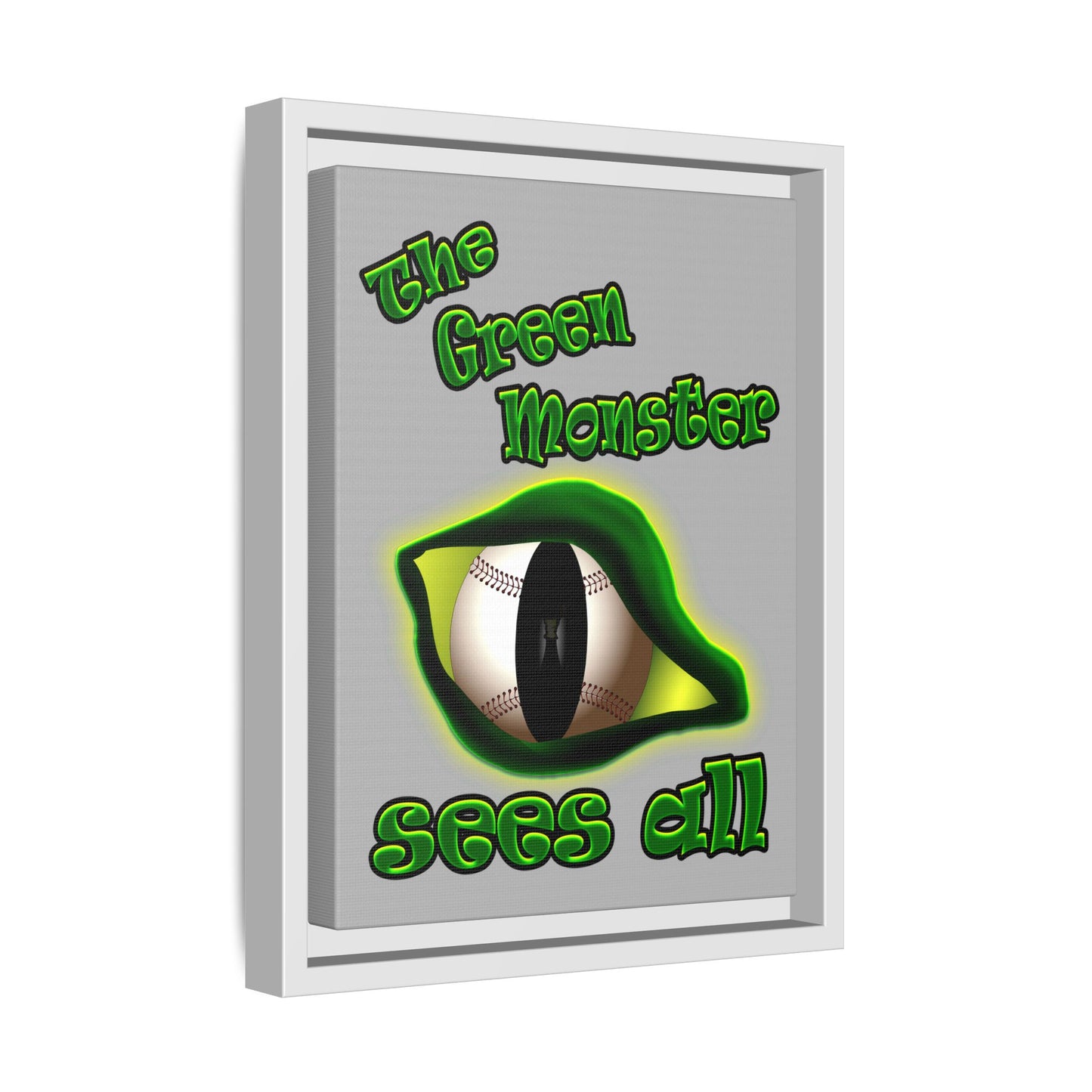 green monster - framed canvas art (light grey)