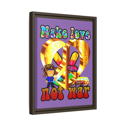 love peace - framed canvas art (light purple)