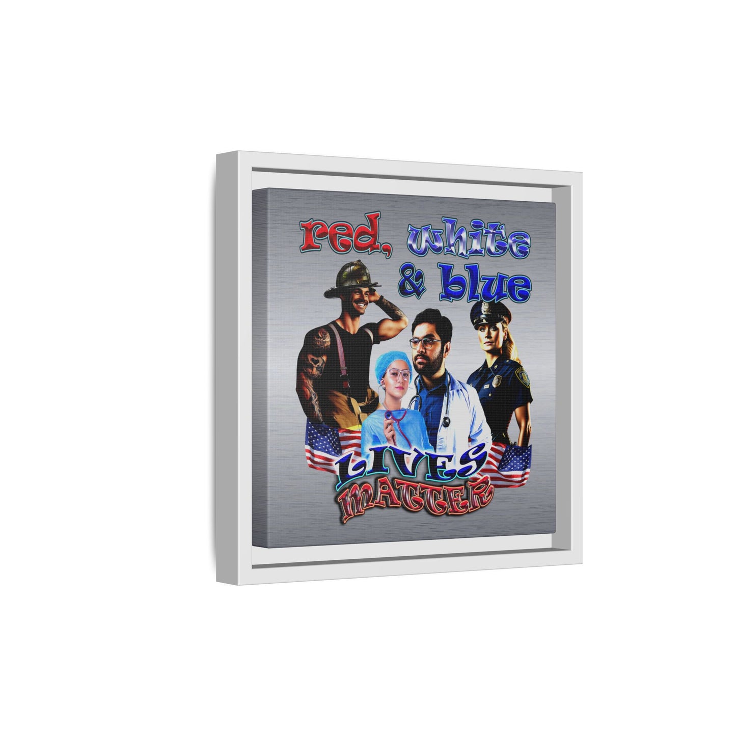 rw&b lives matter - framed canvas art (brushed nickel)