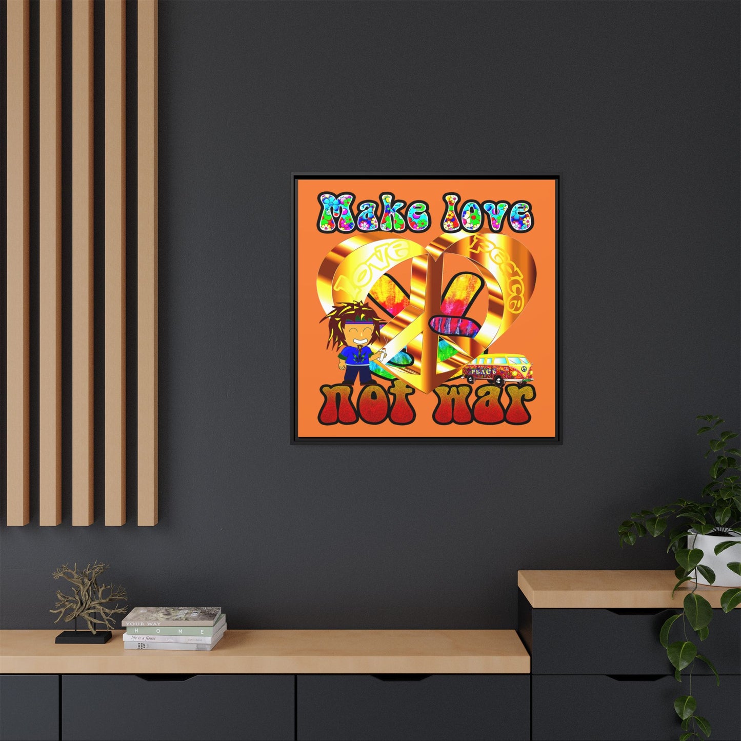 love peace - framed canvas art (crusta)