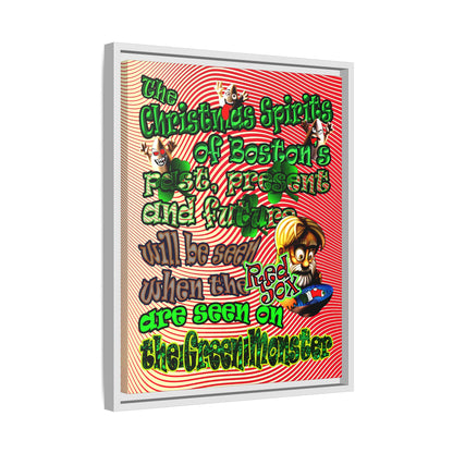 christmas spirits of boston - framed canvas art (yellow-orange wave)