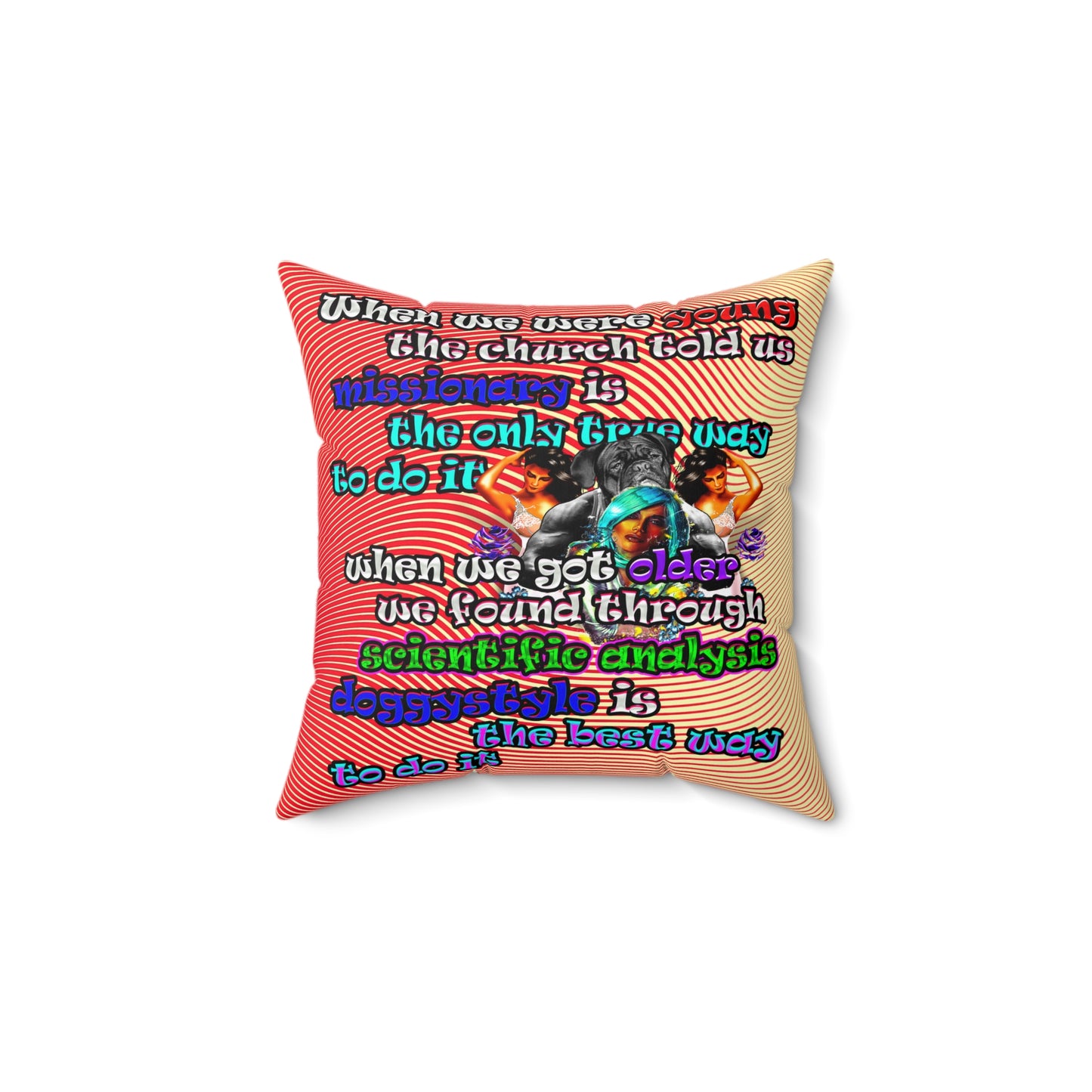 doggystyle - Spun Polyester Square Pillow - (yellow-orange wave)