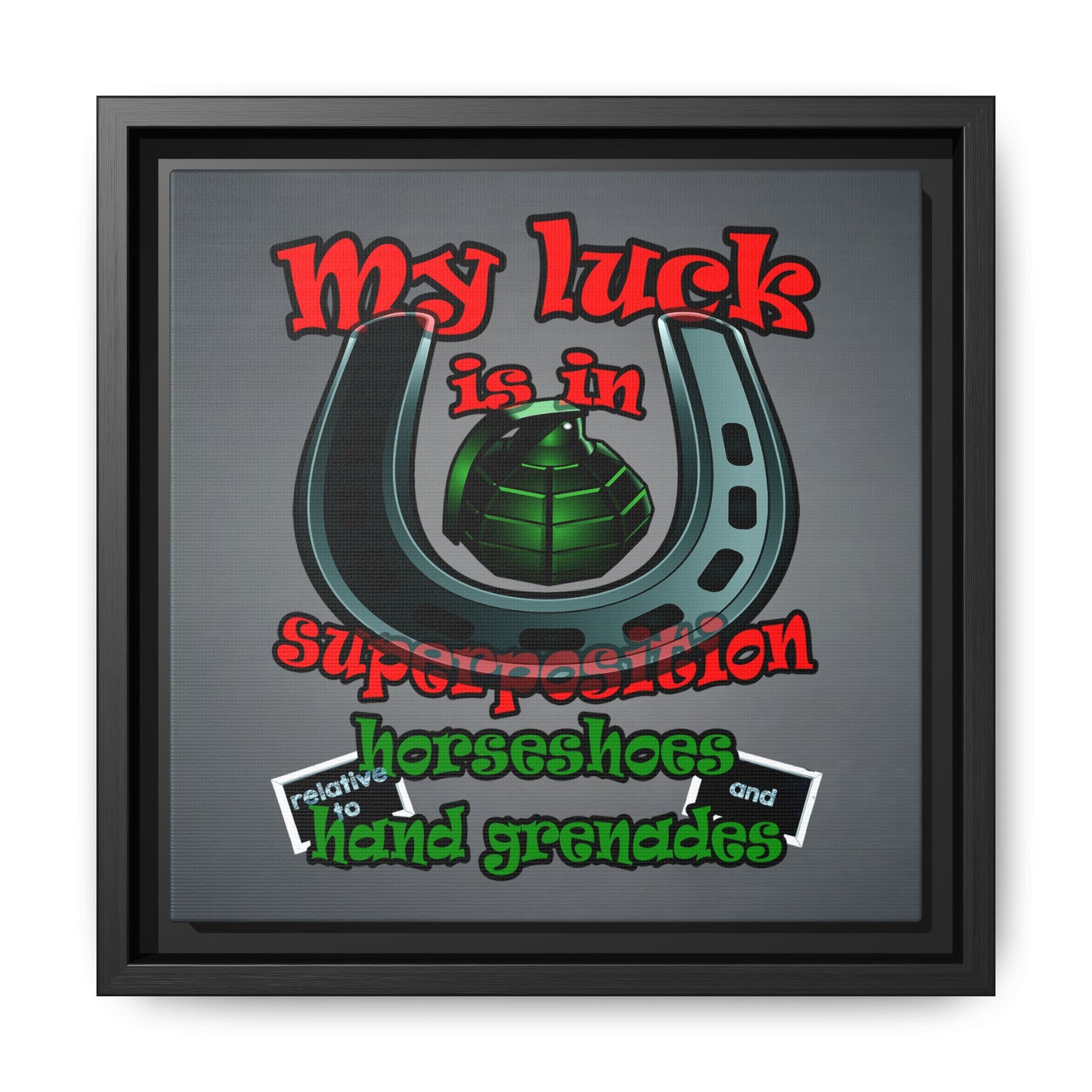 my luck - framed canvas art (grey-light grey)