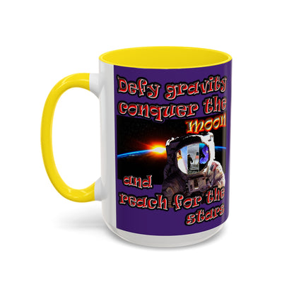 defy conquer reach - Accent Mug (purple)