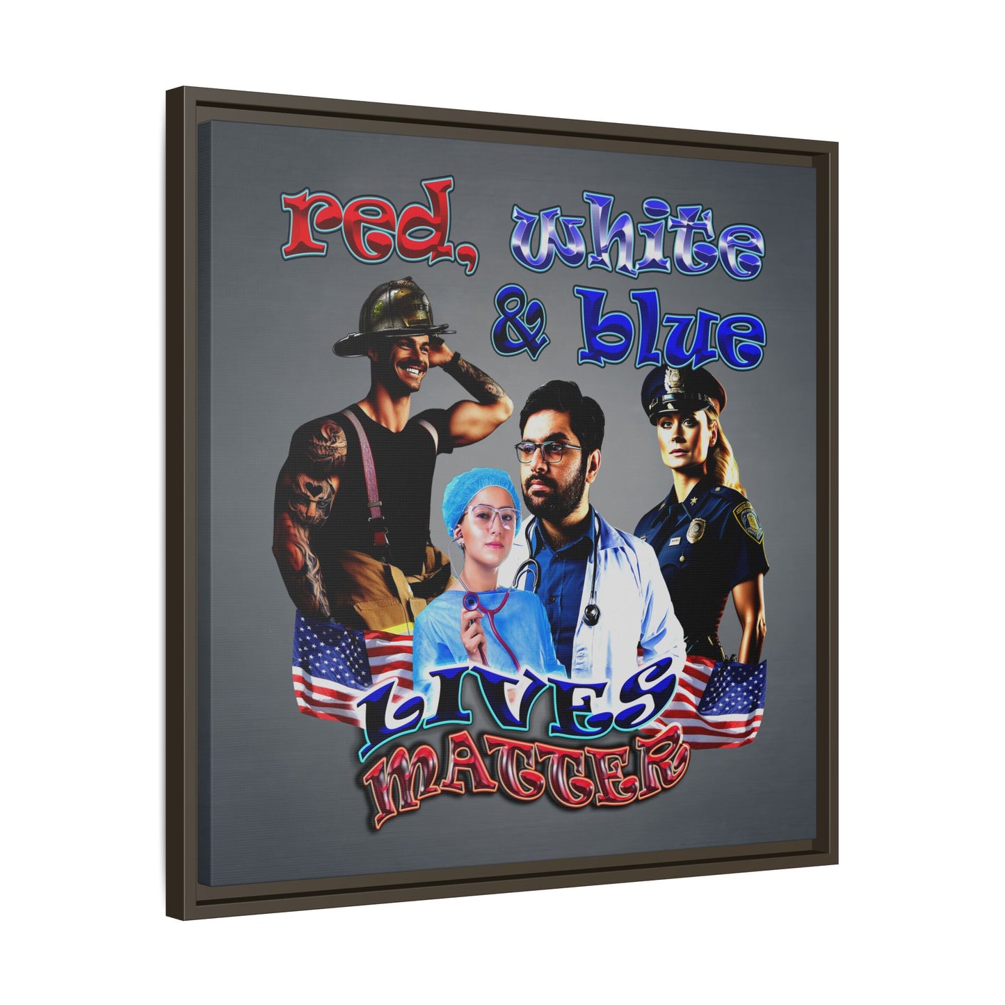 rw&b lives matter - framed canvas art (grey-light grey)