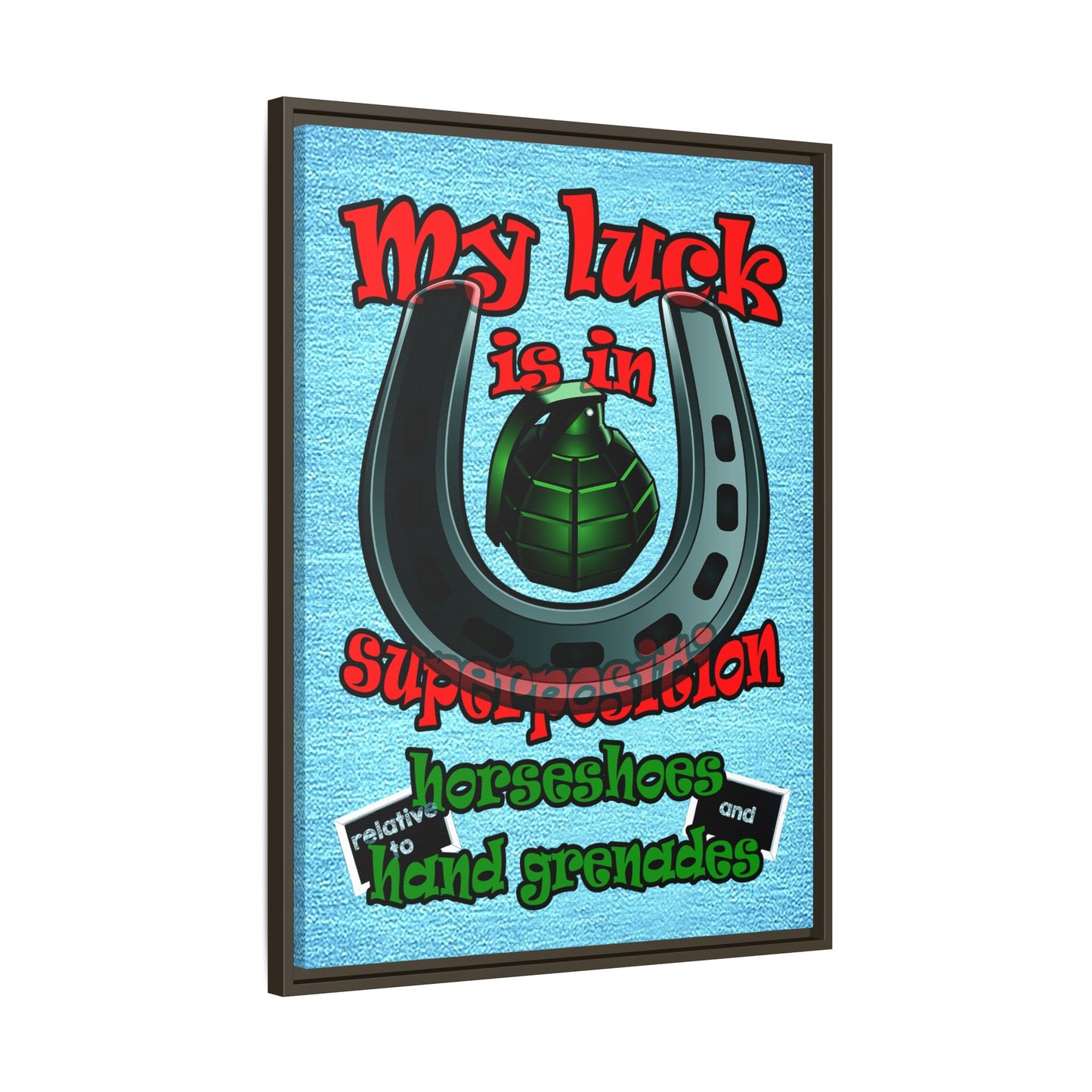 my luck - framed canvas art (faded blue)