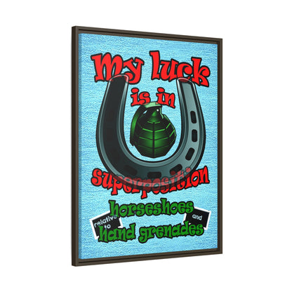 my luck - framed canvas art (faded blue)