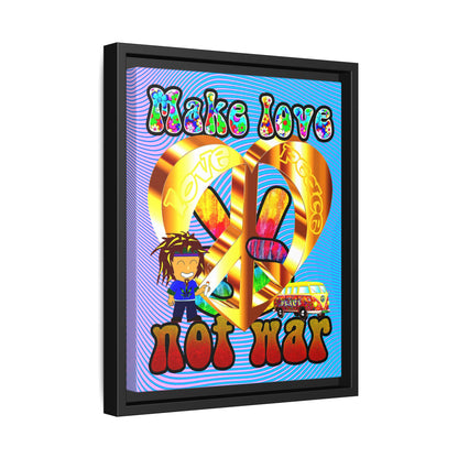 love peace - framed canvas art (light blue-purple wave)