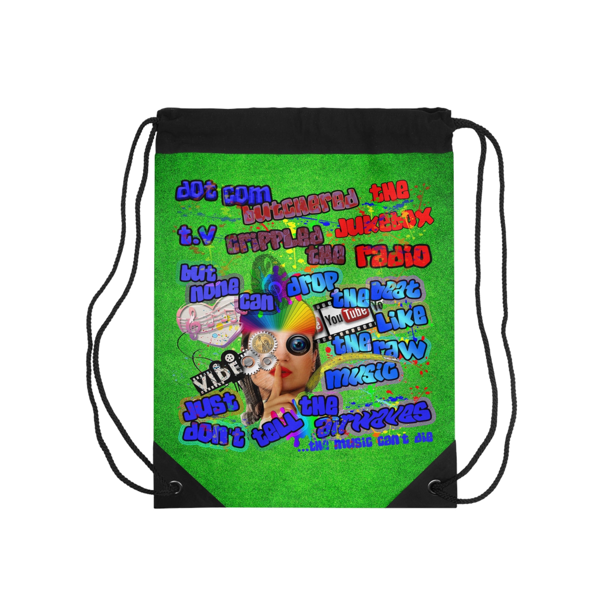 drop the beat - Drawstring Bag (green turf)