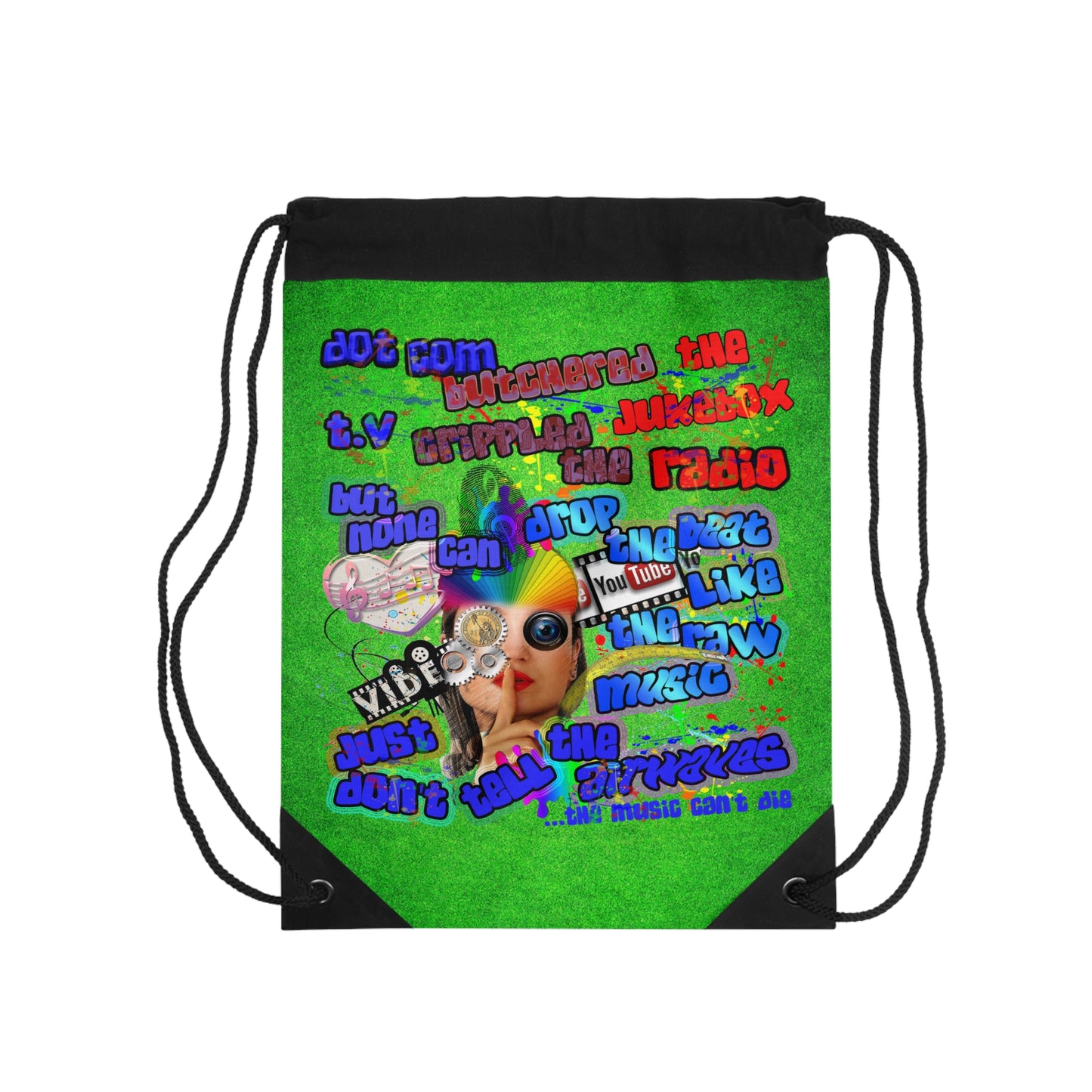 drop the beat - Drawstring Bag (green turf)
