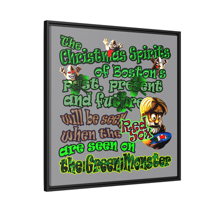 christmas spirits of boston - framed canvas art (grey)
