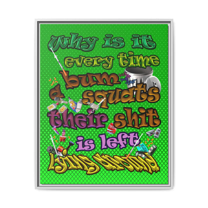 the bum's shit - framed canvas art (logo green)
