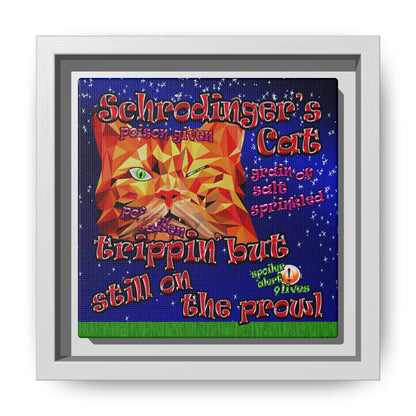 schrodinger's cat - framed canvas art ('snoops' background)
