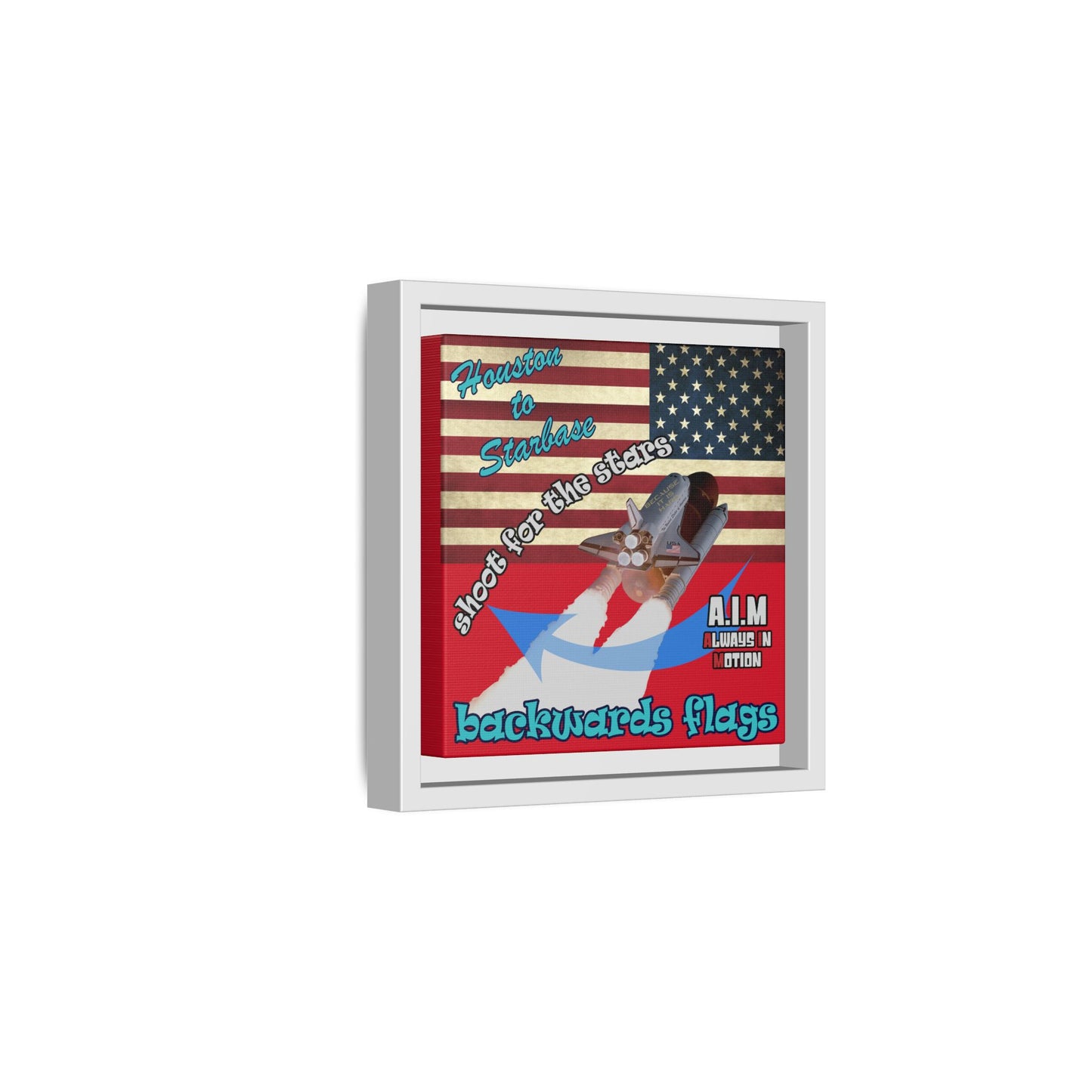 shoot for the stars - framed canvas art (dark red)