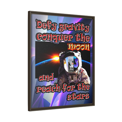 defy conquer reach - framed canvas art (grey-pink wave)