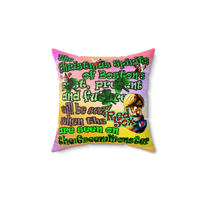 christmas spirits of boston - Spun Polyester Square Pillow - (color blur)