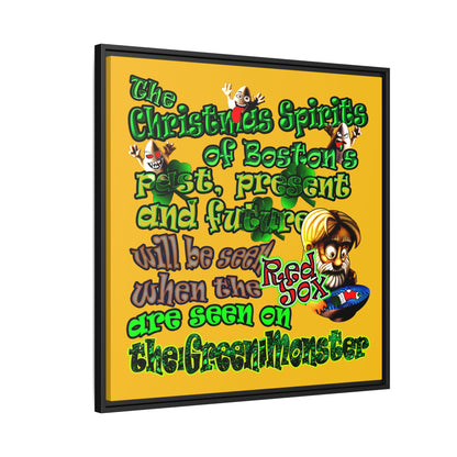 christmas spirits of boston - framed canvas art (yellow)