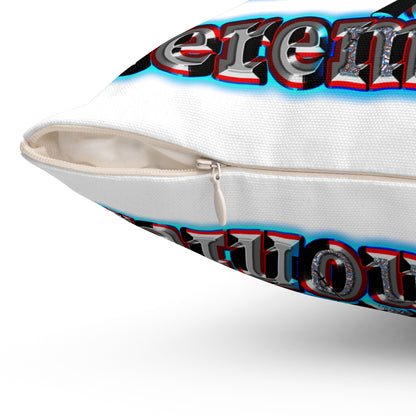 em cee squared - Spun Polyester Square Pillow - (white)