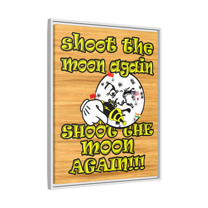 shoot the moon again - framed canvas art (butterscotch wood finish)