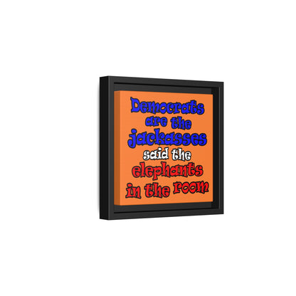 donkeys and elephants - framed canvas art (crusta)