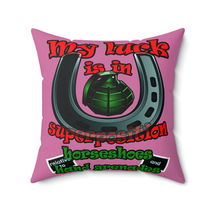 my luck - Faux Suede Square Pillow - (light pink)