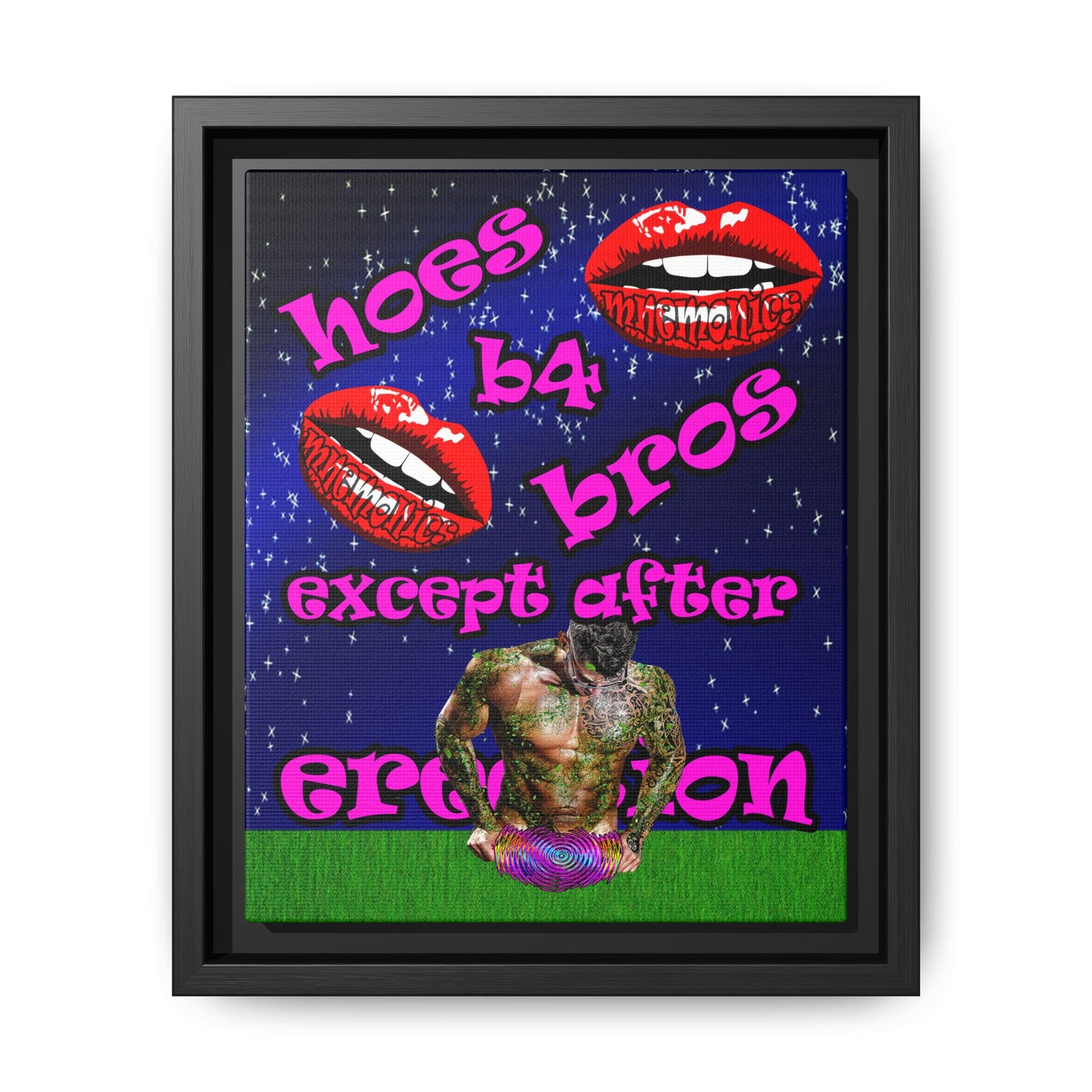hoes b4 bros - framed canvas art ('snoops' background)