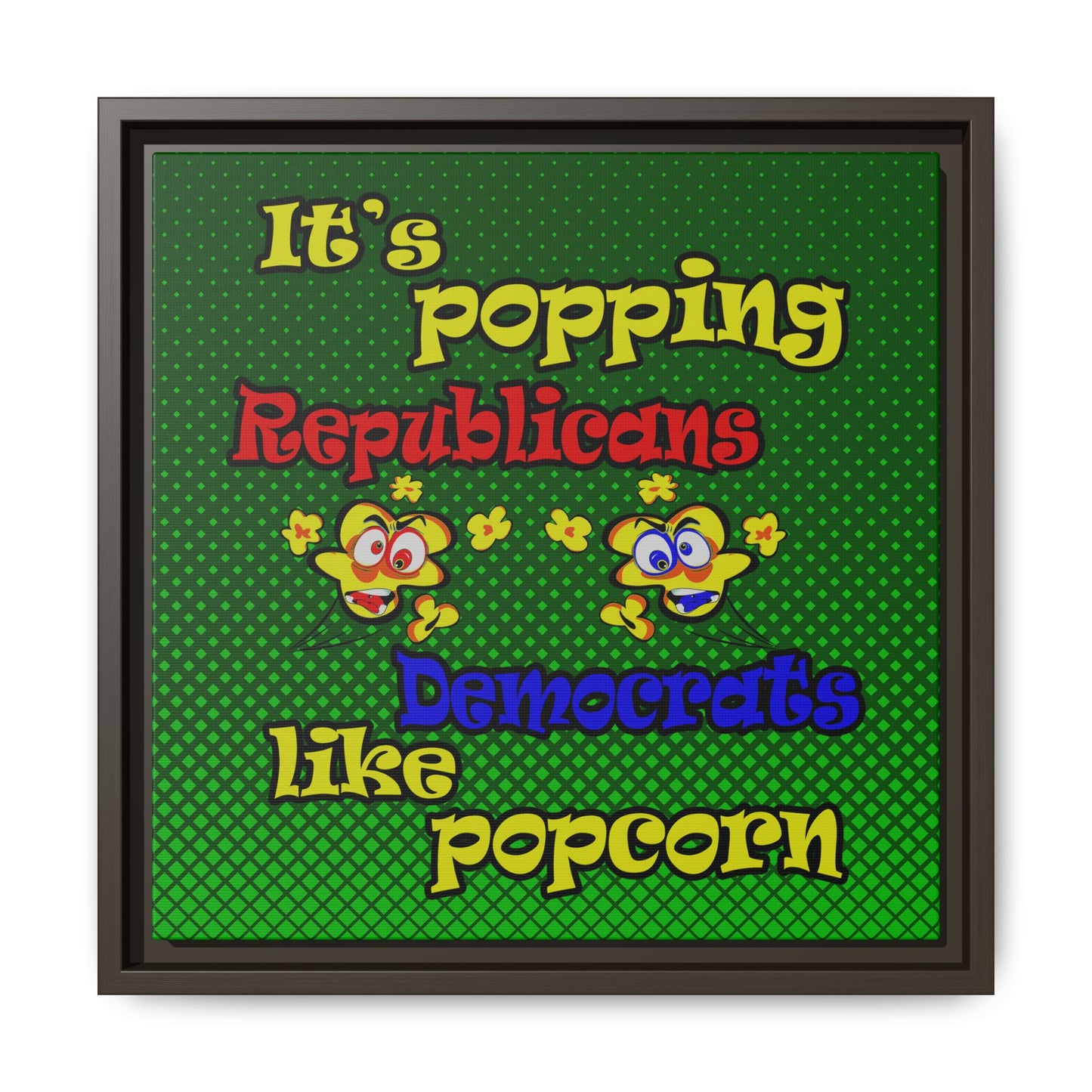 popping like popcorn - framed canvas art (logo green)