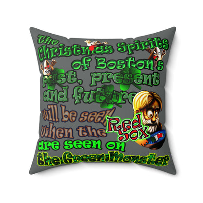 christmas spirits of boston - Faux Suede Square Pillow - (dark grey)