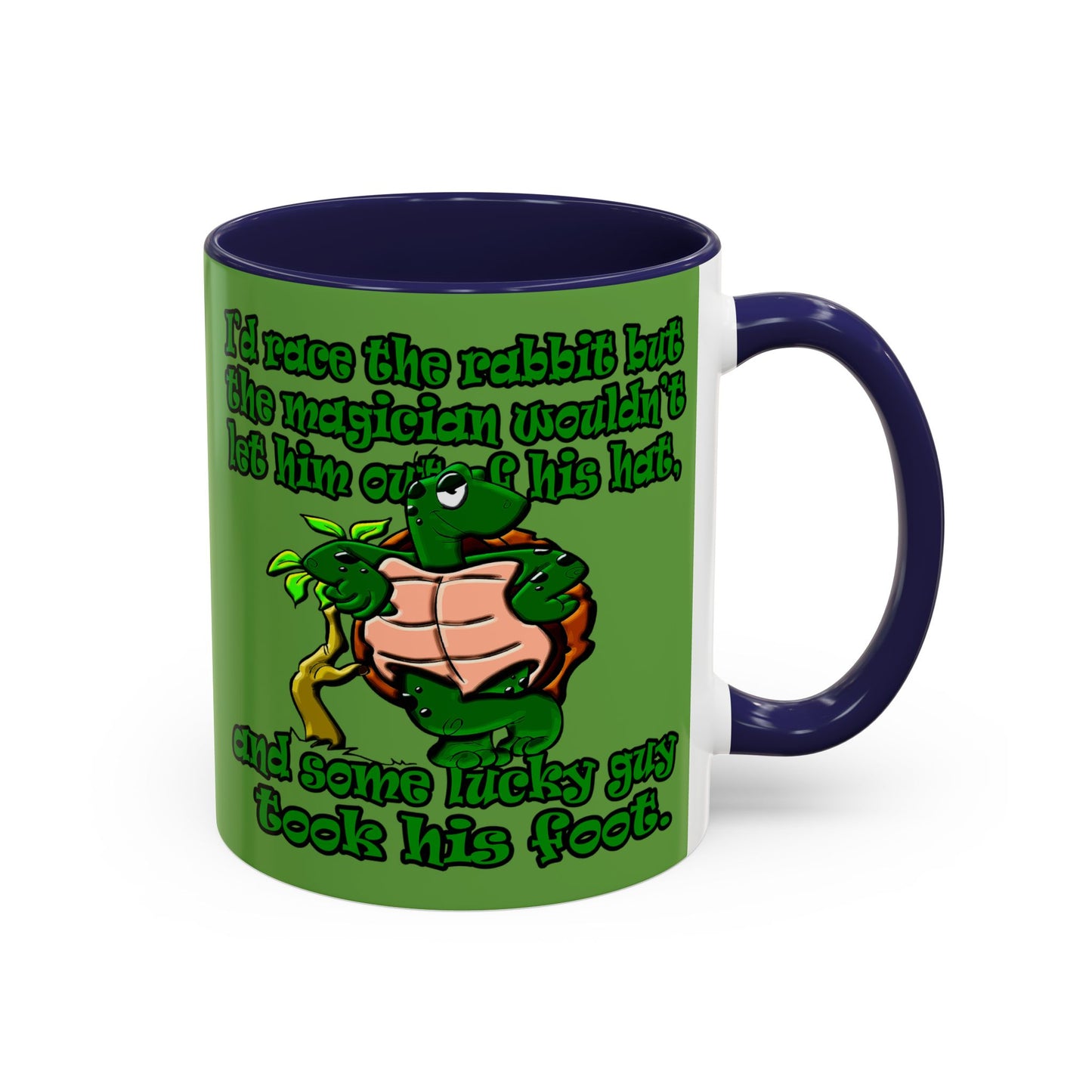 turtle race - Accent Mug (green)