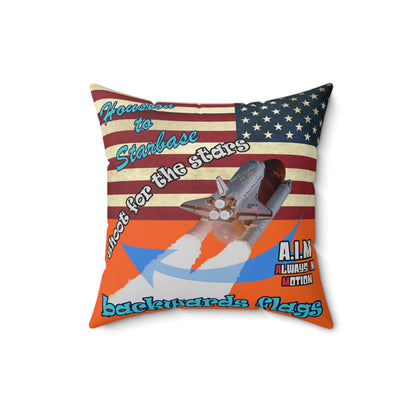shoot for the stars - Spun Polyester Square Pillow - (orange)