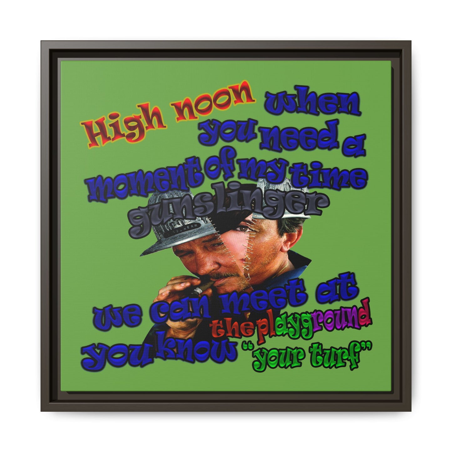 high noon - framed canvas art (green)