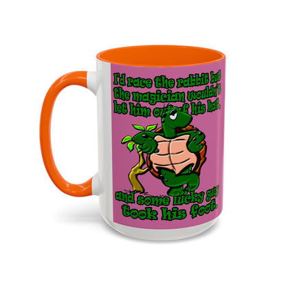 turtle race - Accent Mug (light pink)