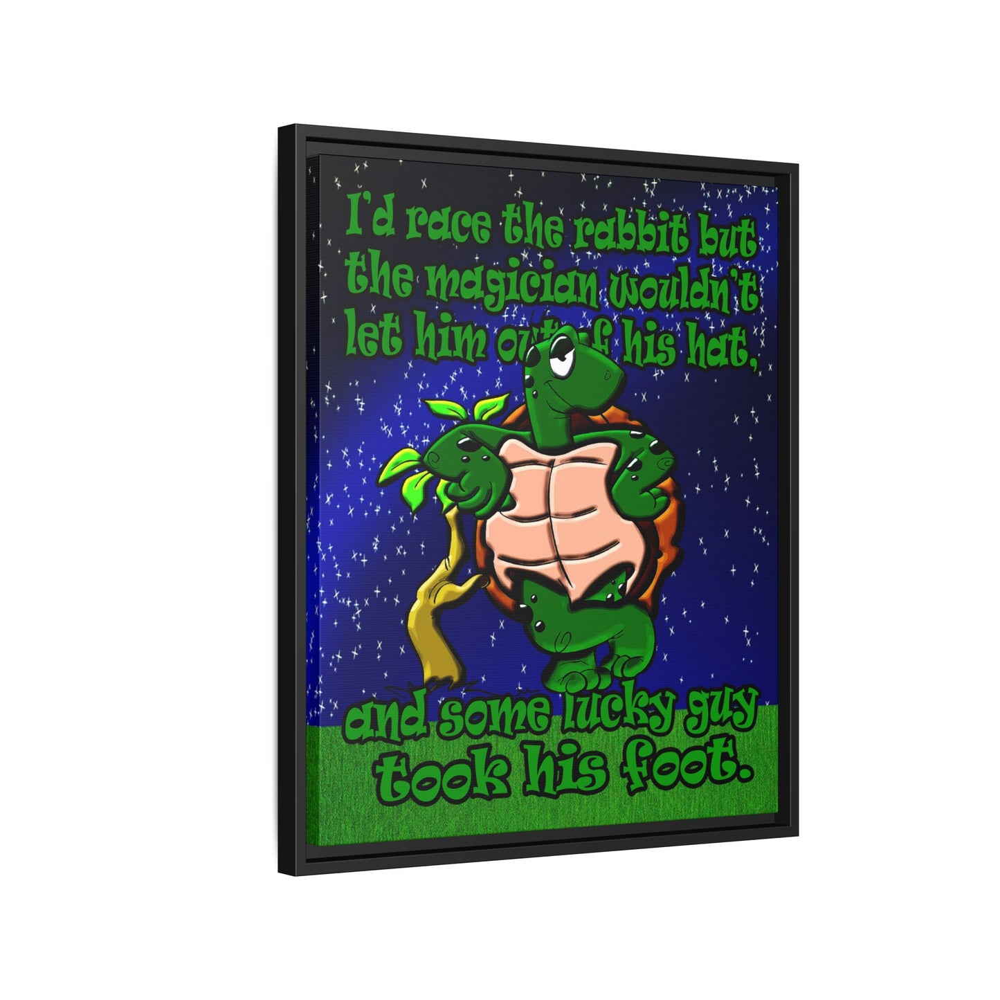 turtle race - framed canvas art ('snoops' background)
