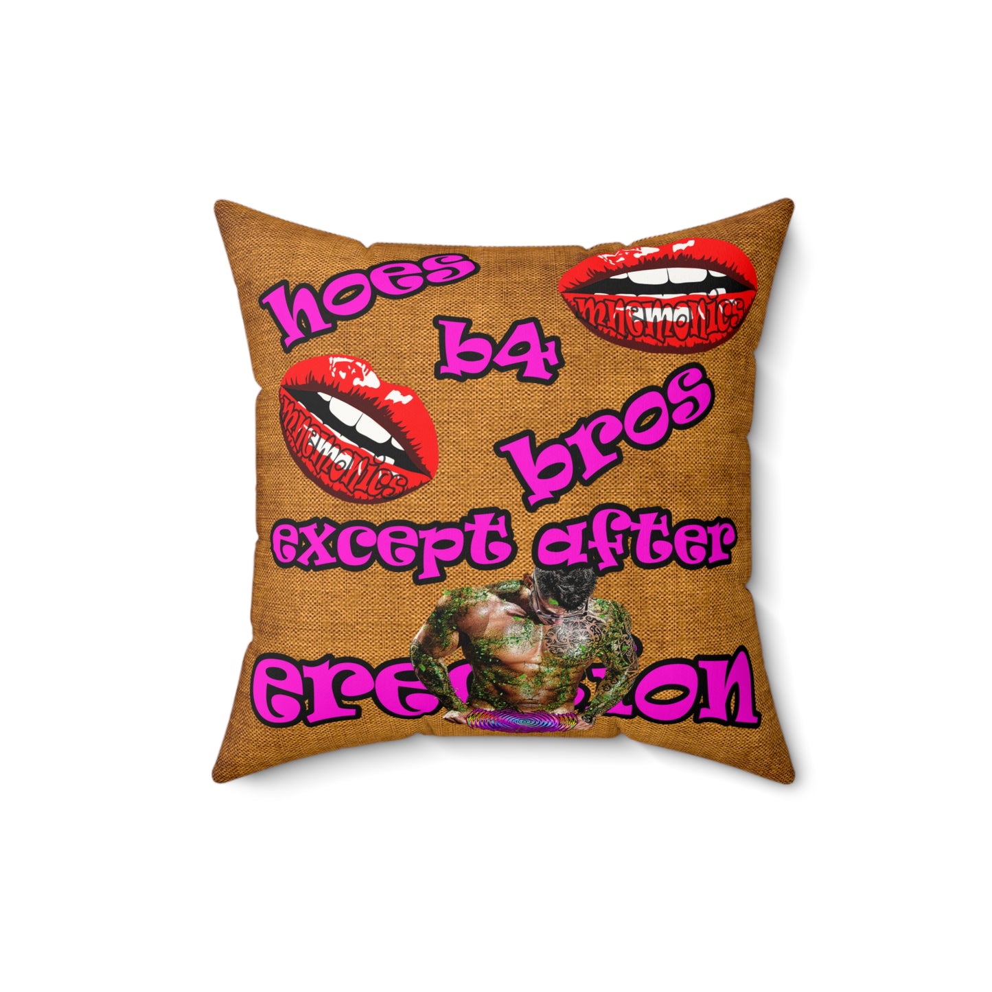 hoes b4 bros - Faux Suede Square Pillow - (dichromatic brown papyrus)