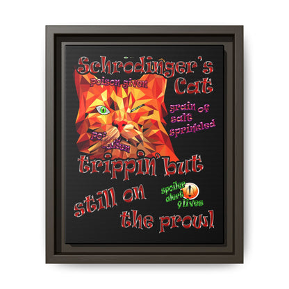 schrodinger's cat - framed canvas art (black)