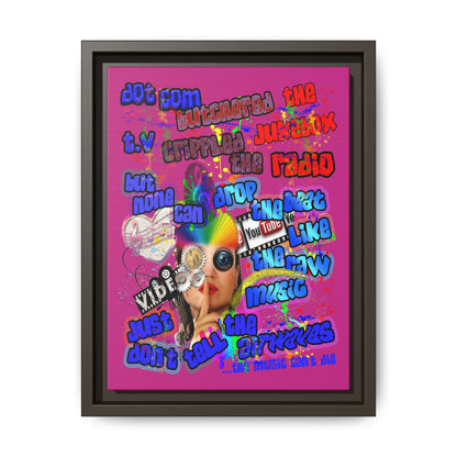 drop the beat - framed canvas art (pink)