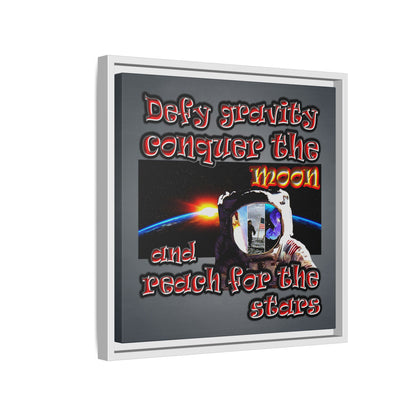defy conquer reach - framed canvas art (grey-light grey)