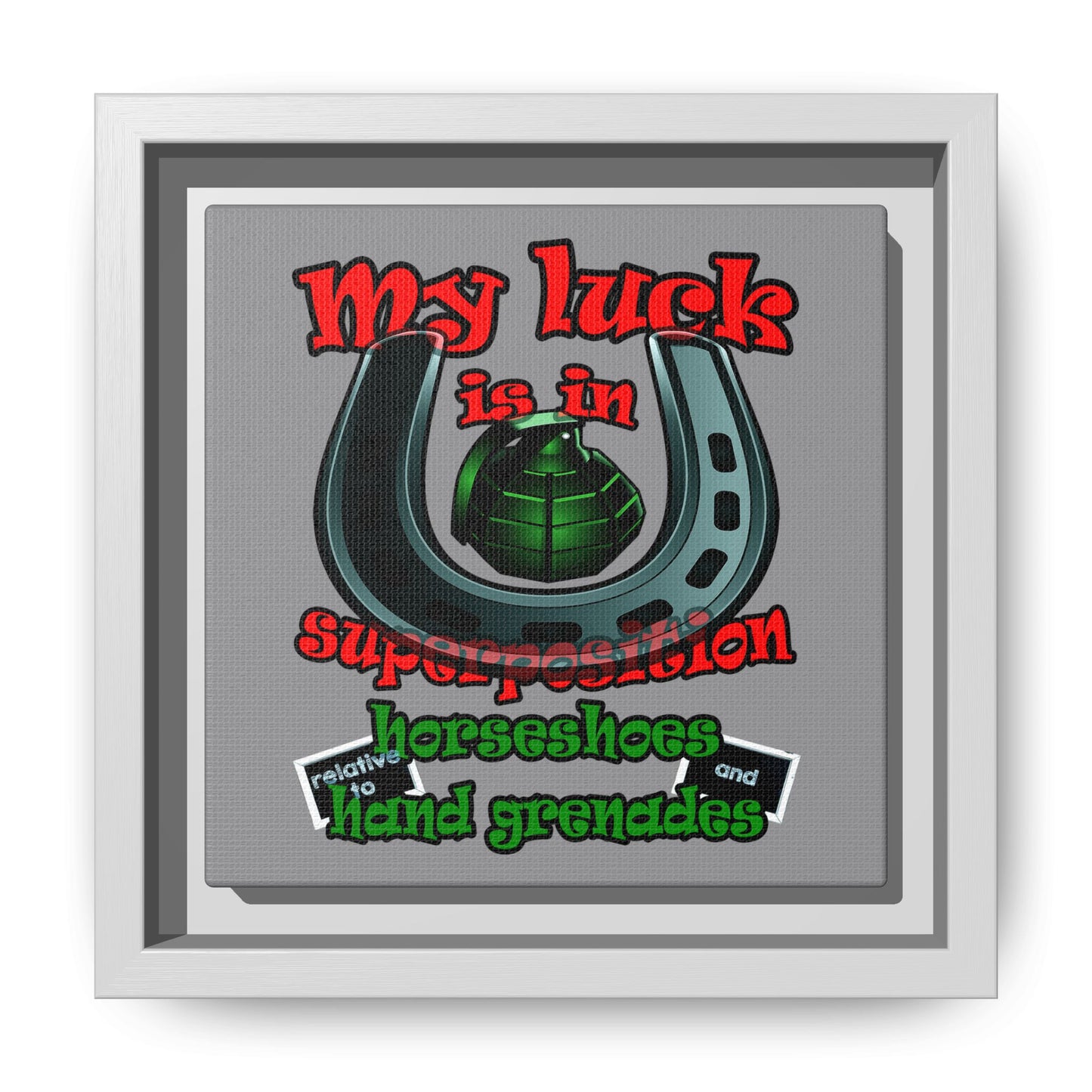 my luck - framed canvas art (grey)