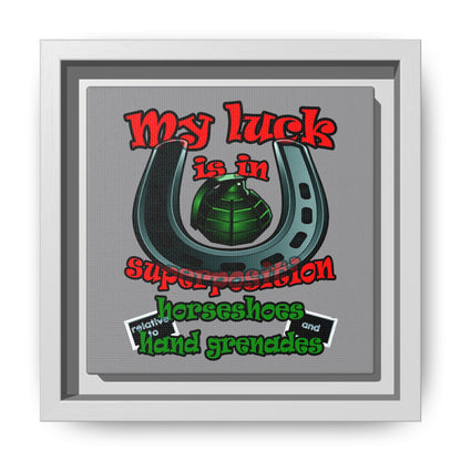 my luck - framed canvas art (grey)